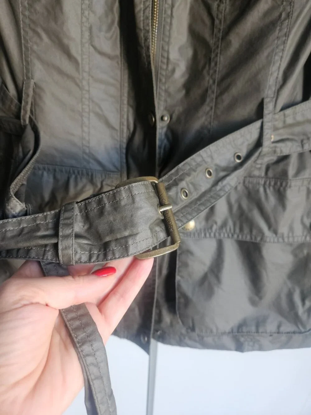 MICHAEL Michael Kors Olive Green Belted Military Utility Field Jacket M